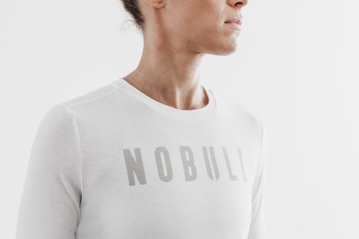 Nobull Women's Long Sleeves White | Australia (NH6509)